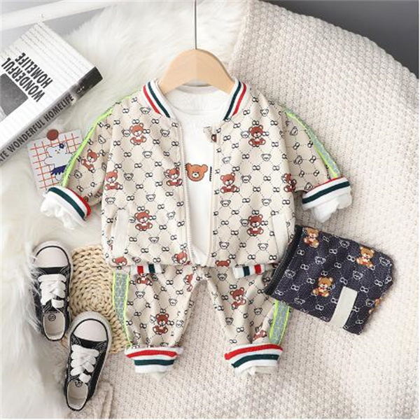 

2022 New Boys Sets Long Sleeve Print Jacket+pants 2 Piece Suit Spring Autumn Children's Clothing Fashion Casual Suits Men Child Clothes, White