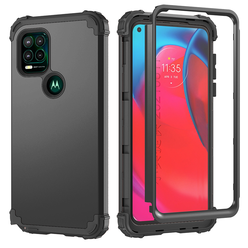 

Heavy Duty Shockproof Phone Cases for Motorola One G 5G Pure Plus Power Play Stylus Edge Military Grade 3 in 1 Design Anti Drop Cellphone Case, Purple