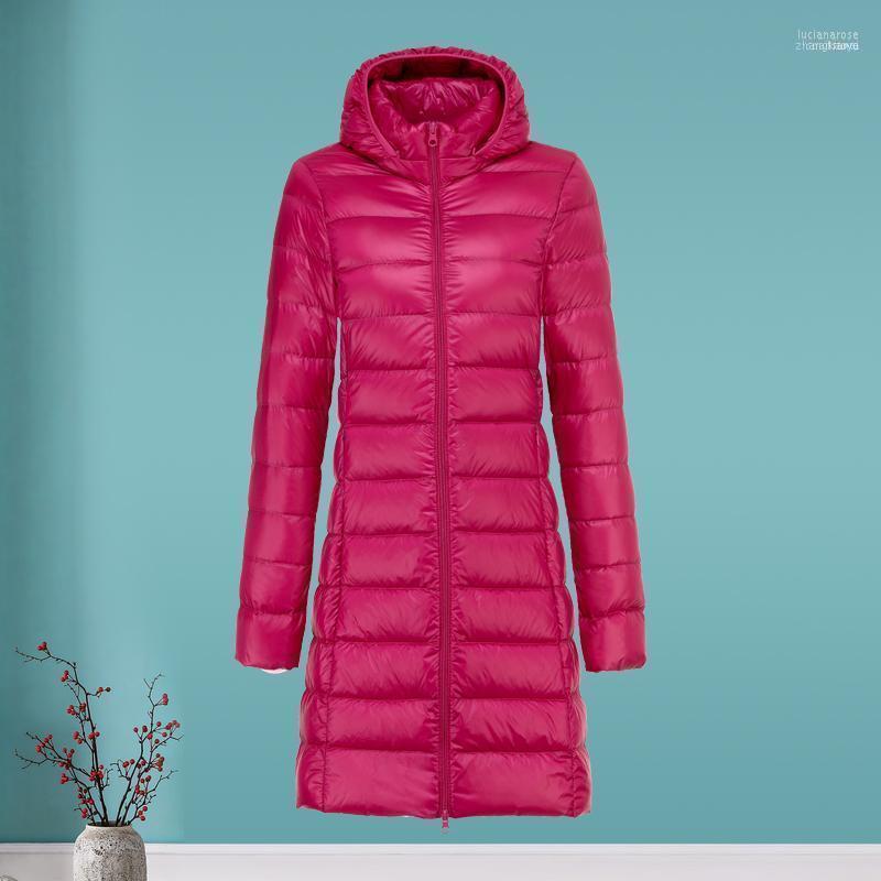 

Women Winter Long White Duck Down Jacket With Hood Detachable Female Ultral Light Slim Thin Soft Warm Zipper Coat Big Size1 Luci22, Black