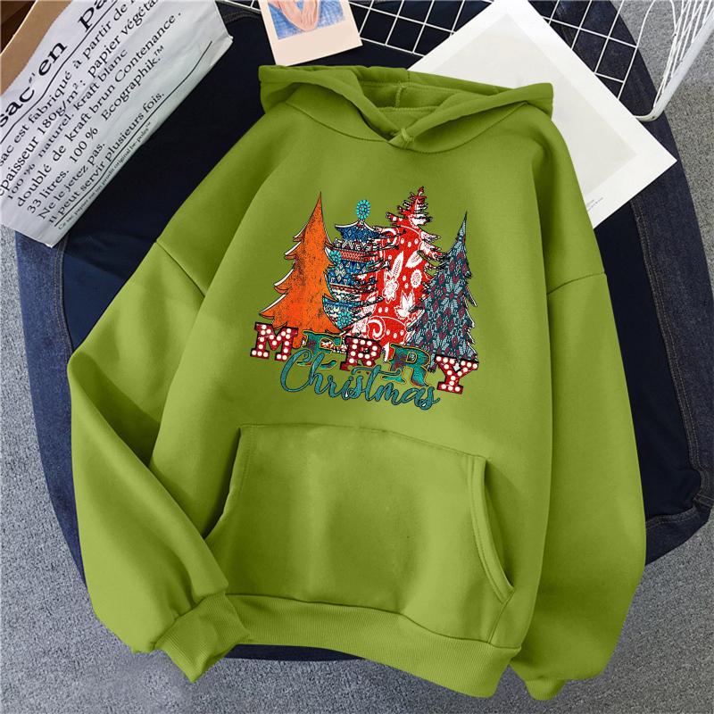 

Women' Hoodies & Sweatshirts Fashion Printed Women Christmas Casual Long-sleeved Hooded Sudaderas Con Capucha Moletom FemininoWomen, Beige