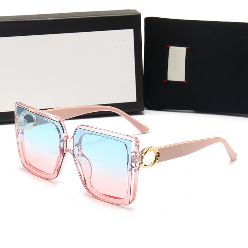

Summer 2022 quality famous sunglasses oversized flat top ladies sun glasses chain women square frames fashion designer with packaging boxes
