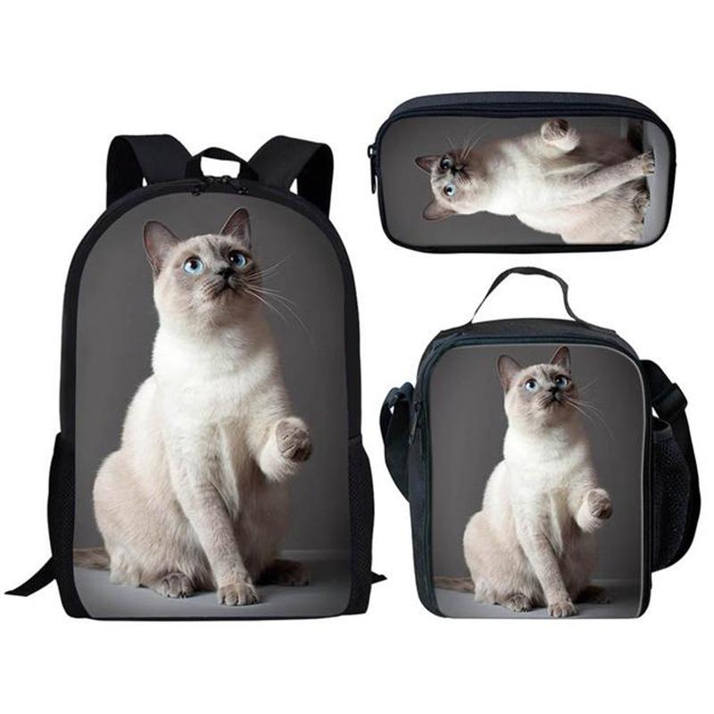 

School Bags Brand Cool Cat Printing Lunch Set For Girls Boys Teenager Book Bag Kid Backpack Customize Schoolbag Student Bookbag, Zbh1175k