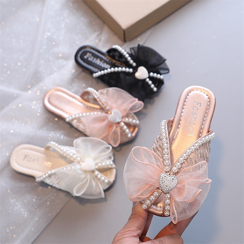 

Baby Slippers for Girls Children Summer Colorful Sequins Bows Kids Fashion Nonslip Princess Cute Sandals 220617, Black