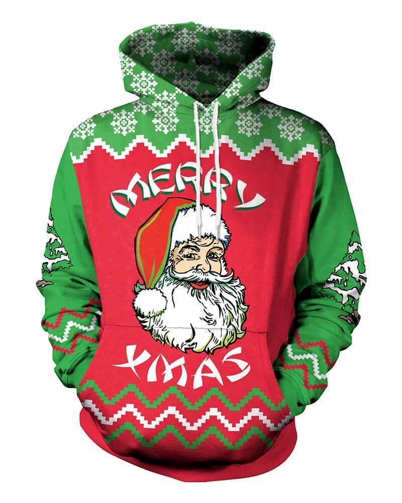 

Christmas Clothing Pattern Men  3D Printing Hoodie Visual Impact Party Top Punk Gothic Round Neck High Quality Sweater Hoodie, Beige