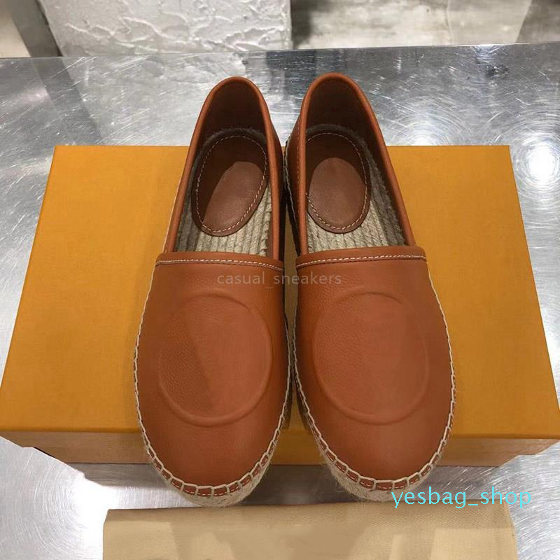 

Women Starboard Flat Espadrille Shoes Black Brown Leather Loafers Letter Circle signature Rope Sole Womens Dress Wedding Fashion Party Casual