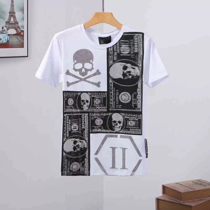 

Men's T-Shirts Fashion designer skull tshirt phillip plain Tshirts Round neck Young embroidery designs Couples Tee Male Top, Yellow