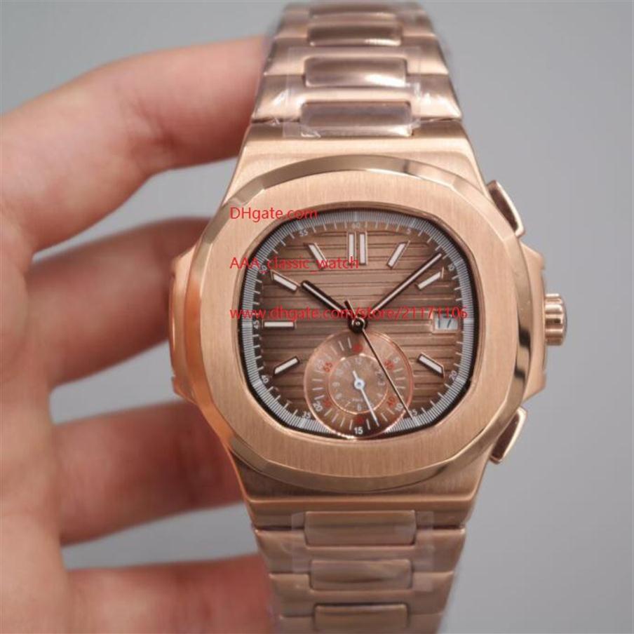 High Quality Watch 40.5mm Nautilus 5980 5980R-001 18k Rose Gold Asia Mechanical Transparent Automatic Mens Watch Watches 3 Color267h