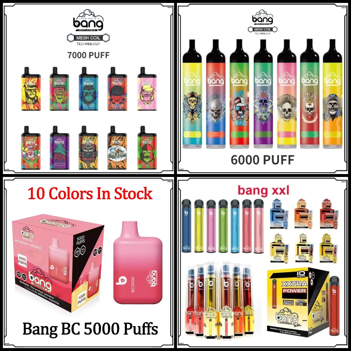 

Bang Mesh Coil 7000 6000 5000 puff Disposables Vape Electronic Cigarettes Device starter Kit 650mAh Battery BC 5000 XXL 13ml Pre-Filled Pen wholesale