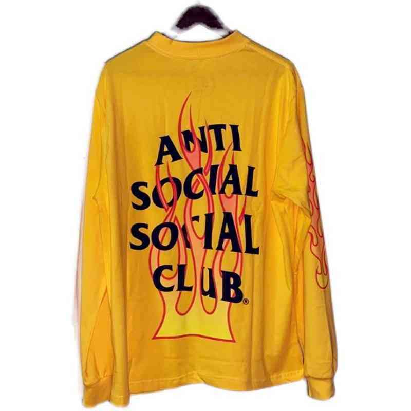 20ss Flame Assc Alphabet Digital Printed Long Sleeve T-shirt Anti Men's and Women's Bottom Shirt Crew Neck