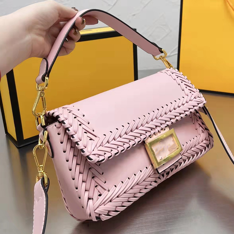 

Women's Luxury Designer Shoulder Bags Crossbody Bag Tote 2023 Fashion Texture Woven Baguette bag Versatile Portable Tote bags Factory Direct Sales, Pink