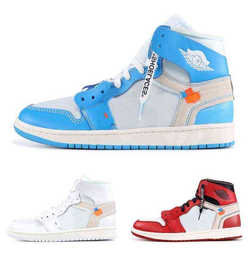 

Shoes Newest Off Authentic 1 High UNC Men Women White Powder University Blue Dark Cone Black Red Chicago Sneakers, 13