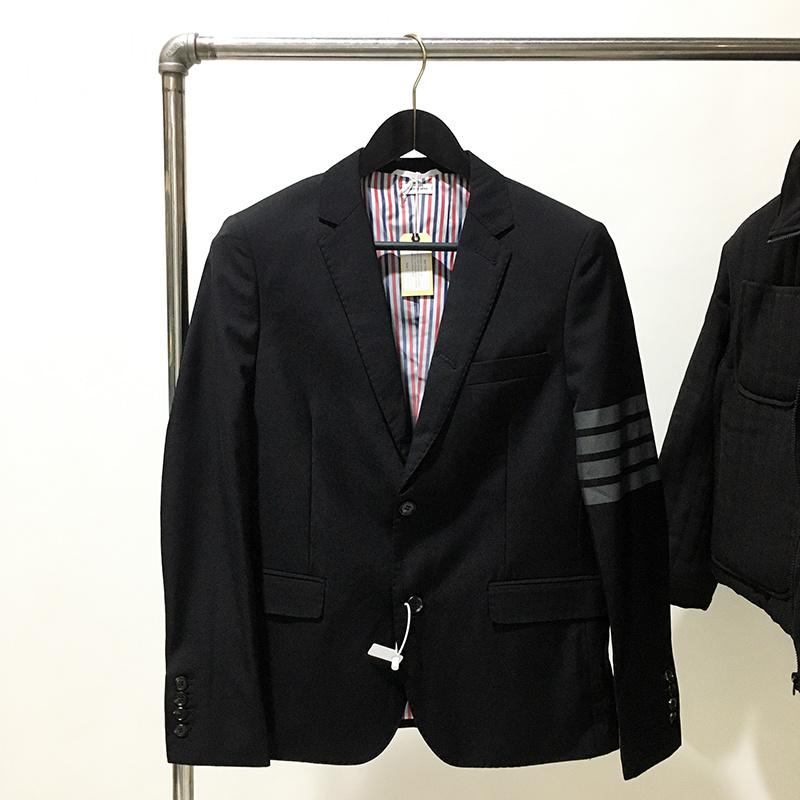 Men's Suits & Blazers Classic Red White Blue And Gray Four-bar Men's Wool Single-breasted Short Casual Suit JacketMen's