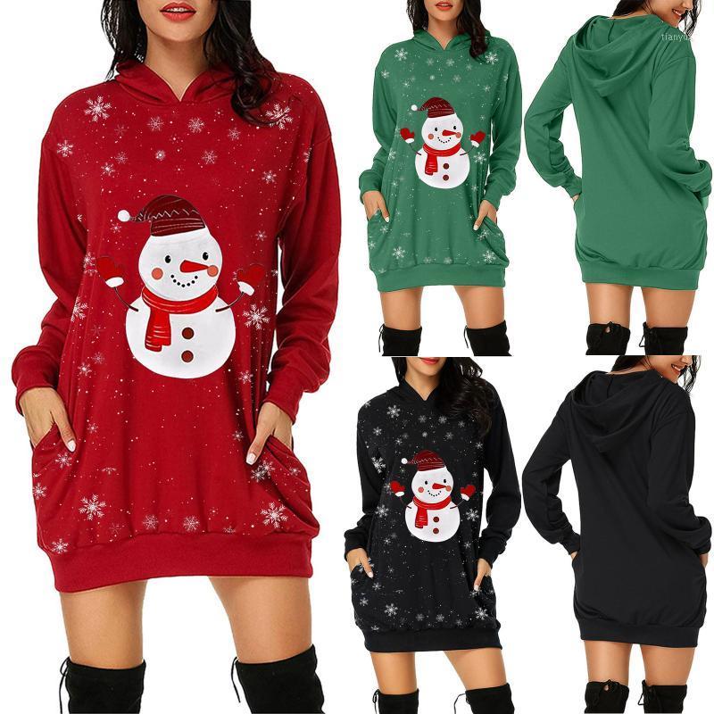 

Women' Hoodies & Sweatshirts Fashion Christmas Snowman Hoodie Pocket Print Dress Female Shirts Loose O-Neck Long Sleeve Oversize Casual, Rd