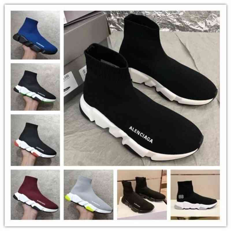 

Designer Sports Shoes Balencigas Sneakers Paris Socks Short Boots Men's Women's Elastic Knitted Dad High Top