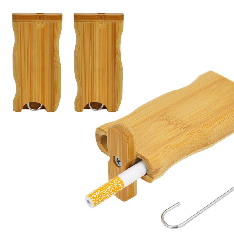 

Natural Bamboo Dugout Wood smoking Case 2 style With 78mm metal or Ceramic One Hitter Bat Pipe Cigarette Filters smoking accessories