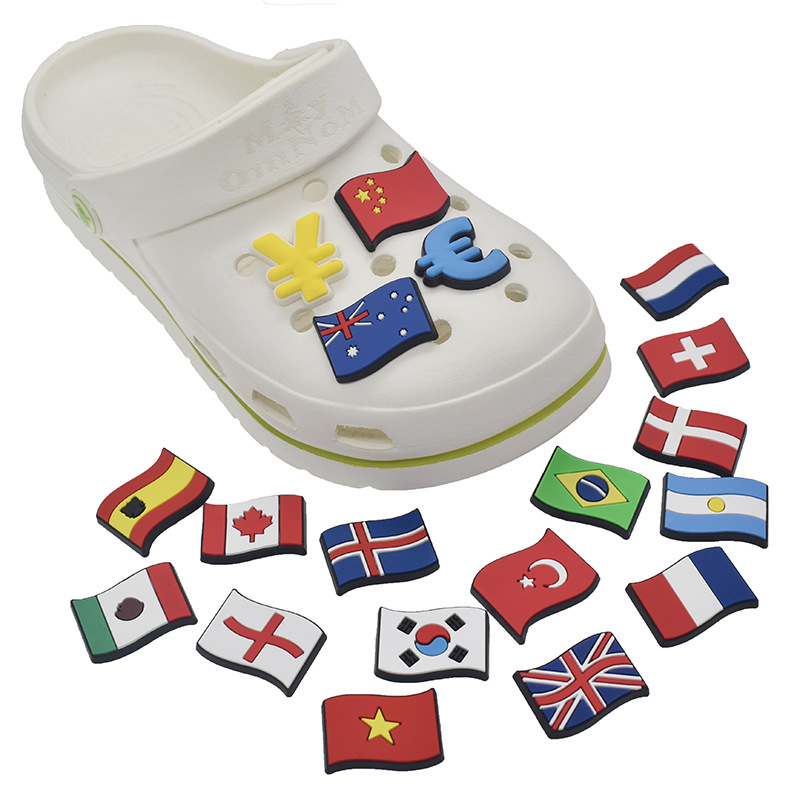 

1pcs PVC Shoes Charms Jibz for Croc Shoe Flying the Flag Original Ornament Sneakers Accessories Decorations Kids Gift Wholesale charms korea