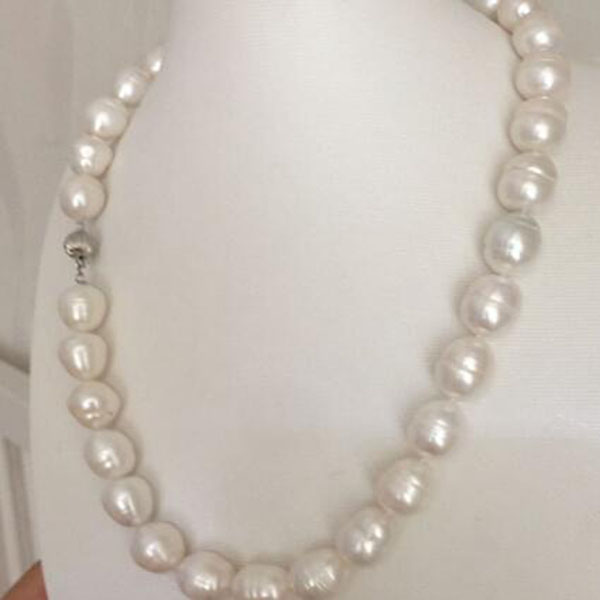 

18'' Classic 10-13mm Natural south sea Freshwater baroque white pearl necklace