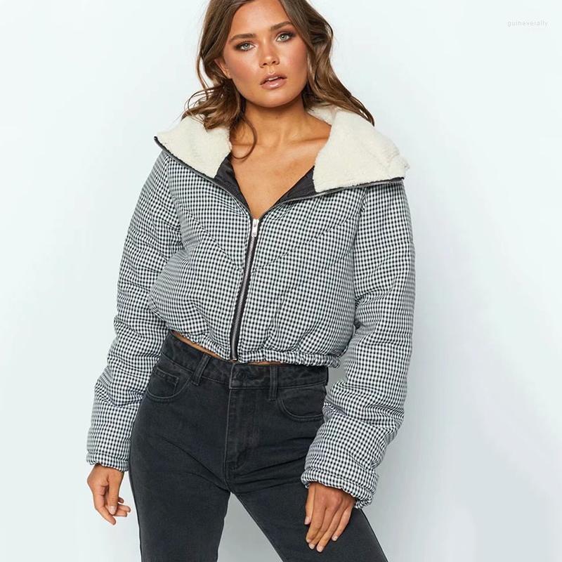 

Women' Down & Parkas 2022 Plaid Coats Women Thick Cotton-padded Jacket Fashion Solid Casual Lady Zipper Long Sleeve Female Outwear Guin22