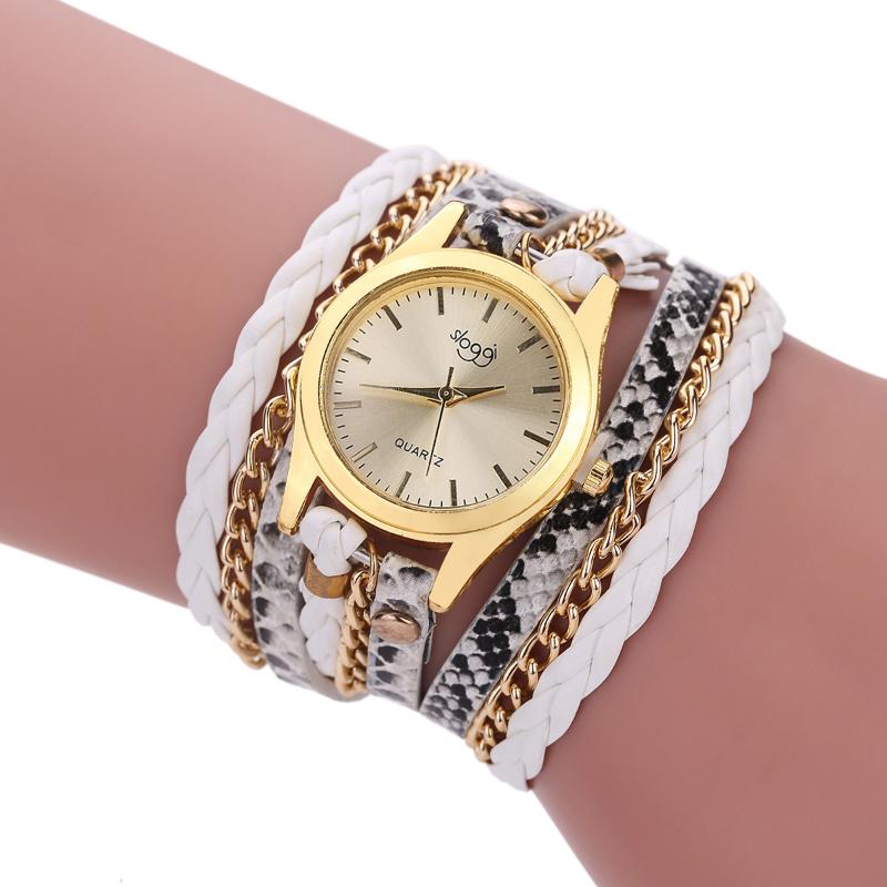 

Wristwatches Ladies Gilrs Wrap Bracelet Watch Woven Snake Pattern Quartz