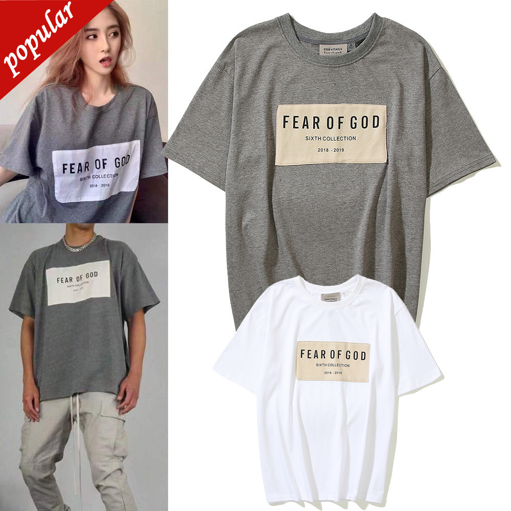 

Brand Men's Fashion Trend Clothing Wholesale Double Thread Essentials High Paste Cloth Short Women's T-shirt Loose Top