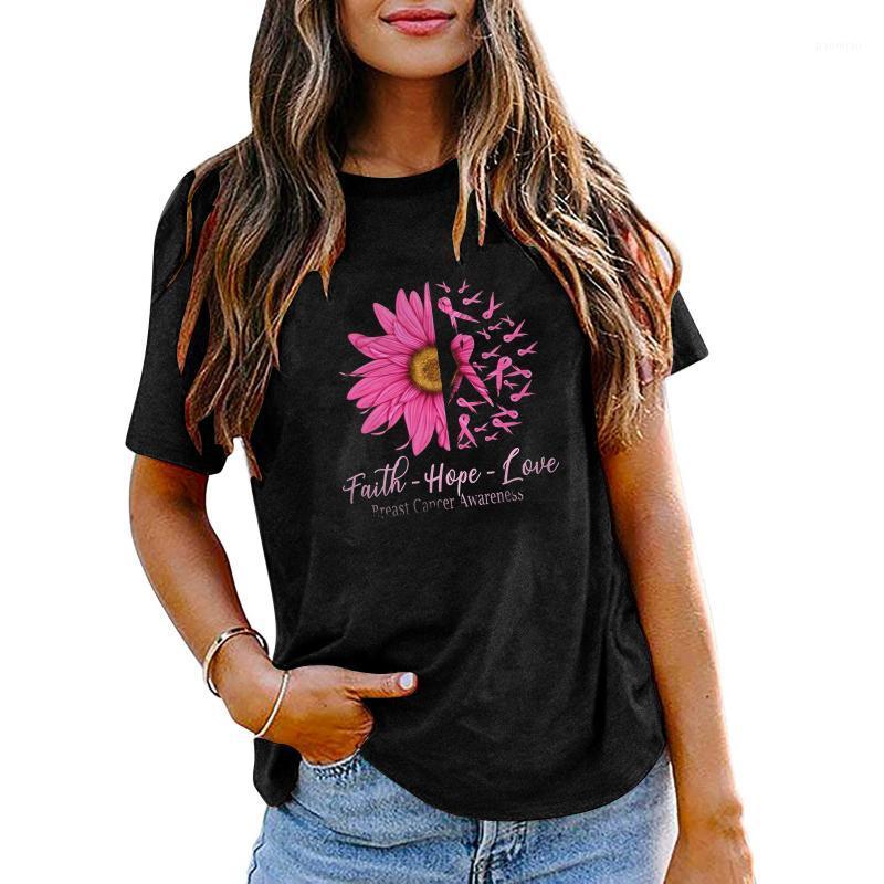 

Women' T-Shirt Women Tshirt Fashion Oversized Harajuku Tops Lady Leisure Aesthetic Summer Female Breast Cancer Awareness Print