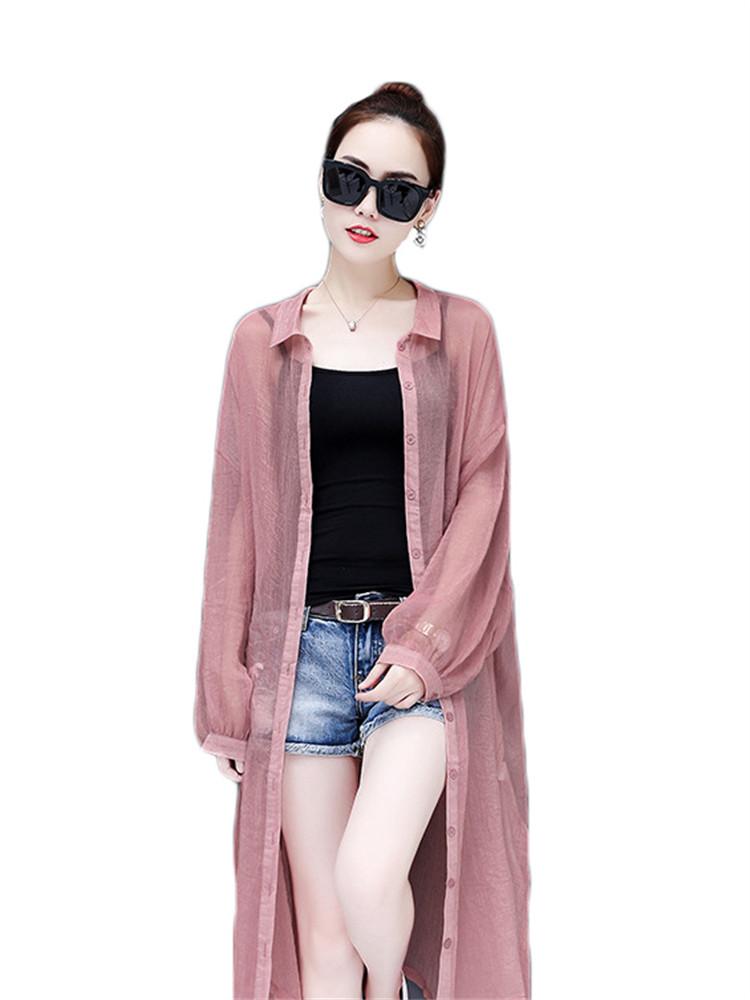 

Women' Jackets Chiffon Sun Protection Clothing Ladies Single-breasted Long Jacket 2022 Summer Fashion Solid Color Thin Coat Women LR2413Wom, White