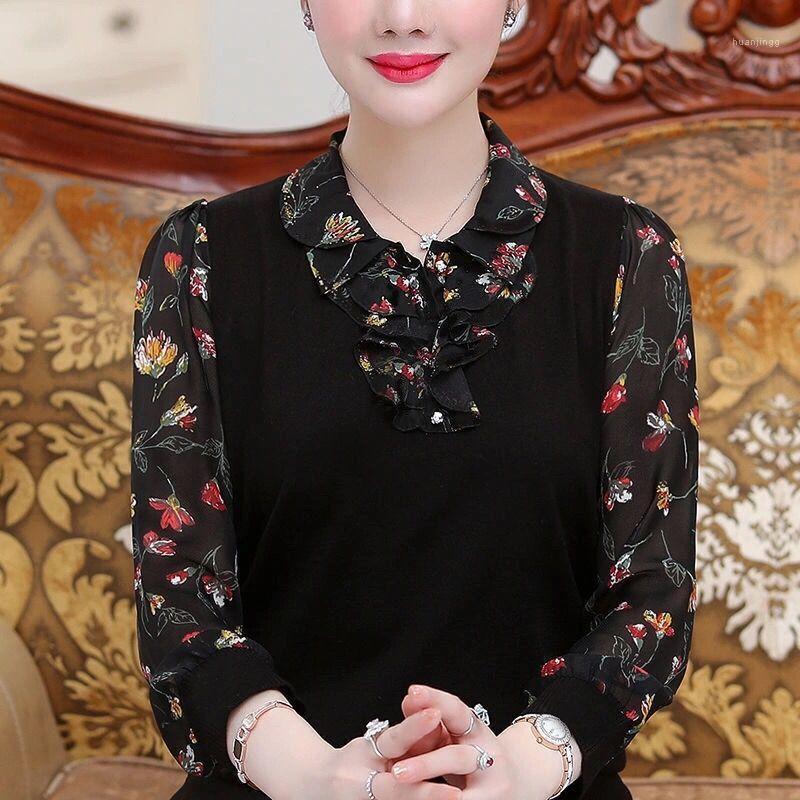 

Women's Blouses & Shirts Women 2022 Autumn Winter Fashion High Quality Plus Size Blouse Ladies Long Sleeve Slim Floral Printing Shirt Top X2, Wine red