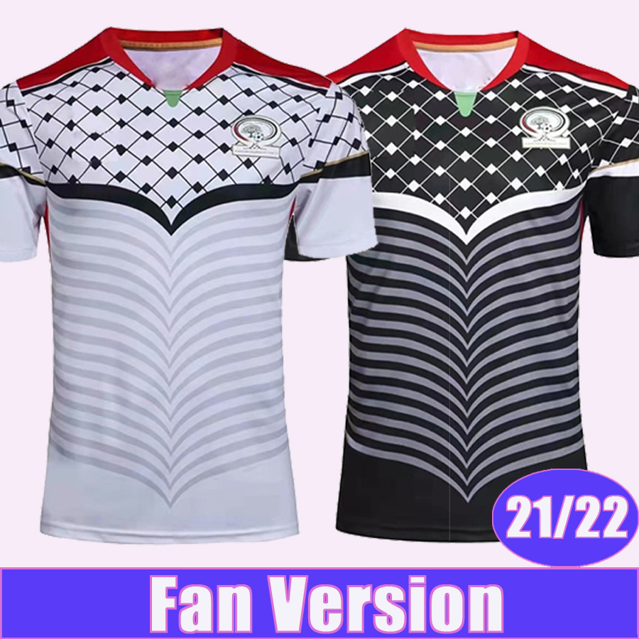 

2021 2022 Palestine National Team Mens Soccer Jerseys Home White Away Black Football Shirts Short Sleeve Uniforms, Qm7068 21 22 away no patch