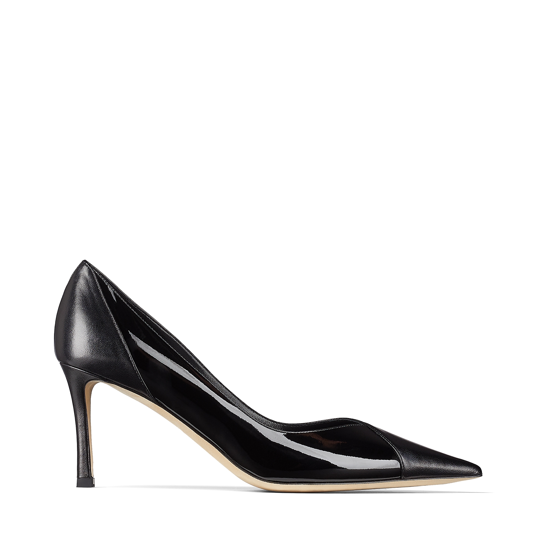 

CASS 75 Bing 100 Heeled Sandals in Black Nappa and Patent Leather