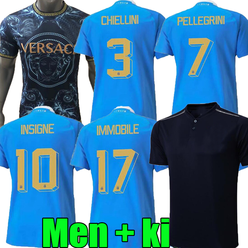 

22 23 BONUCCI home soccer Jersey 2022 2023 ItalyS home INSIGNE Italia VERRATTI CHIELLINI CHIESA BARELLA FOOTBALL SHIRTS men kids set uniform Polo kit, 22/23;home