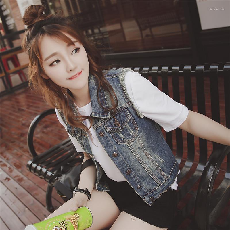 

Women' Vests My In Denim Vest 2022 Style Women Jean Cardigan Top Coats Plus Size 5XL High Quality Female Vintage Sleeveless Jacket Luci22, Blue