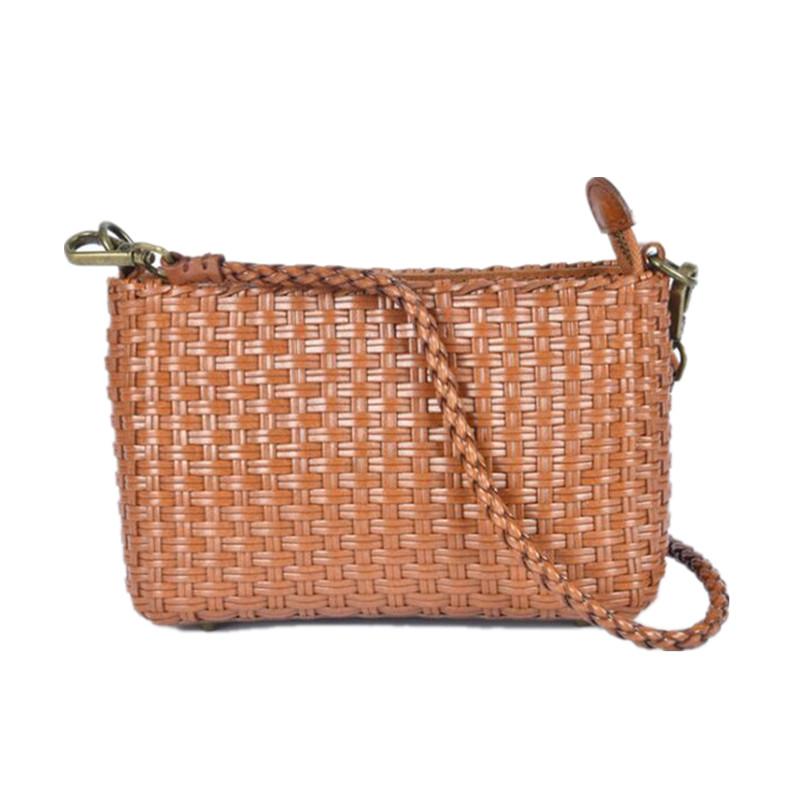 

Evening Bags Genuine Leather Fashion Color Stripes Woven Shoulder Bag Design Personality ContrEvening