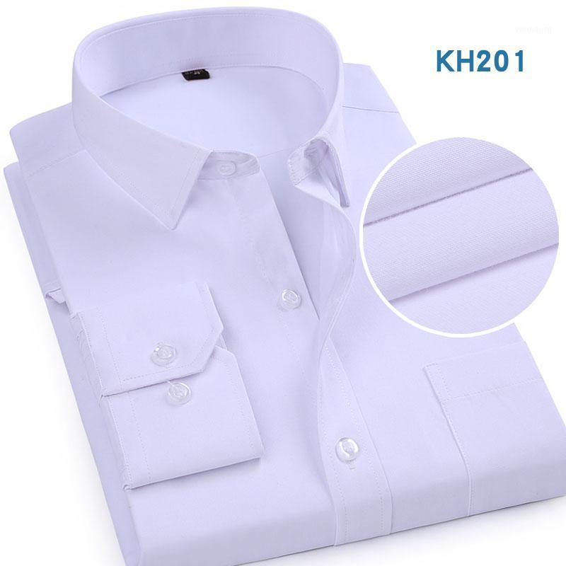 

Spring Formal Dress Shirts Men Fashion Office Work Casual Business White Long Sleeve Sim Fit Mens Clothing Solid Men's, Black