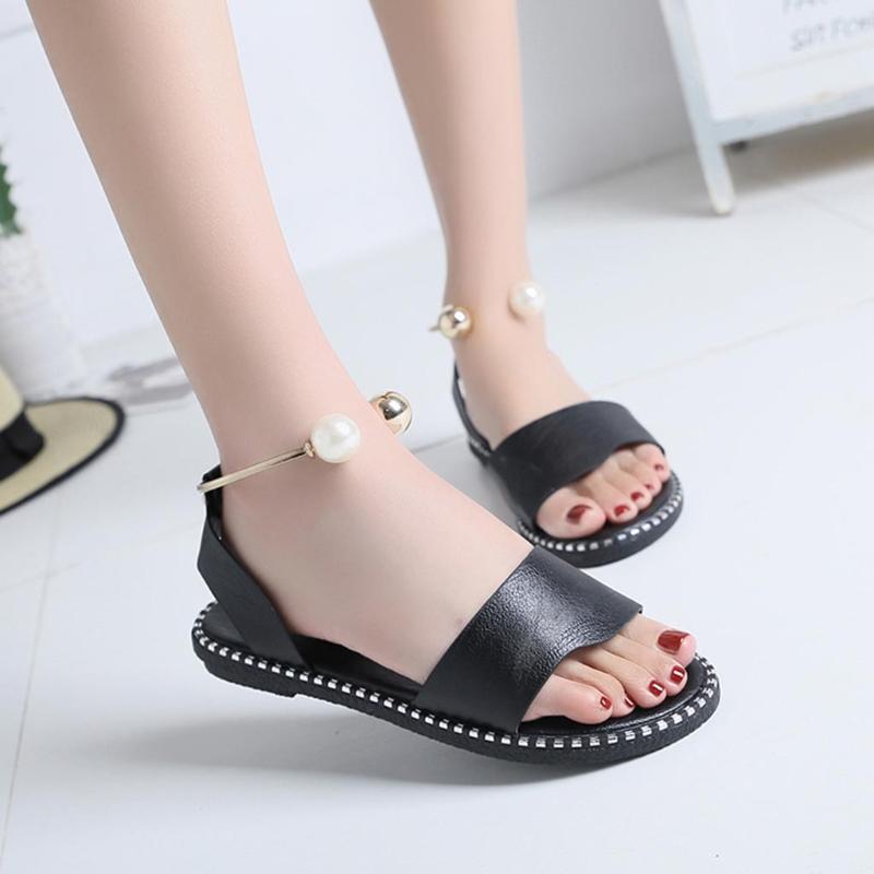 

Sandals YOUYEDIAN Women Shoes Slip On Pearls Lady Low Heel Back Strap Female Sandal Fashion Slides Open Toe Sandalias Plataforma Mujer, Beige