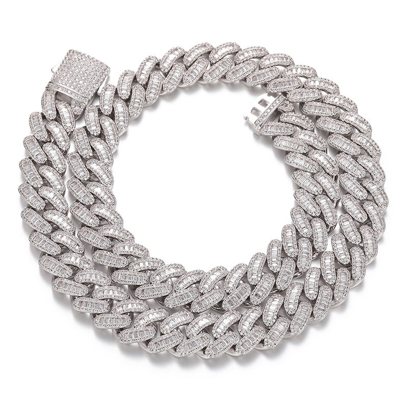 

Hip Hop Neckalce 16MM Miami Cuban Link Necklace Chain Bling Iced Out CZ 5A+Square Cubic Zirconia Bracelet For Men Women Rapper Jewelry Can Custom