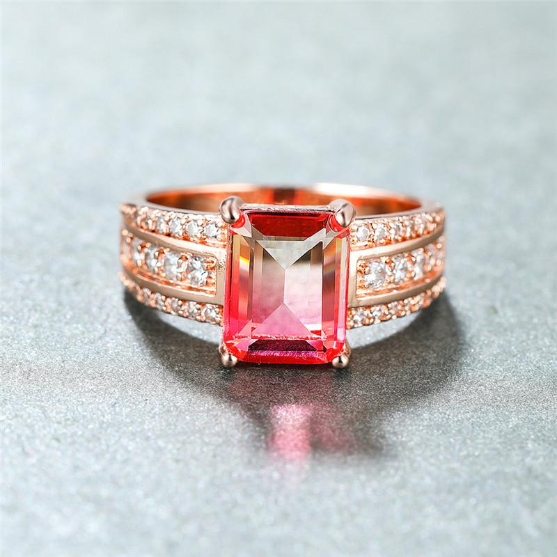 

Wedding Rings Female Luxury Pink Yellow Zircon Rainbow Stone For Women Jewelry Vintage Fashion Rose Gold Engagement Promise RingWedding