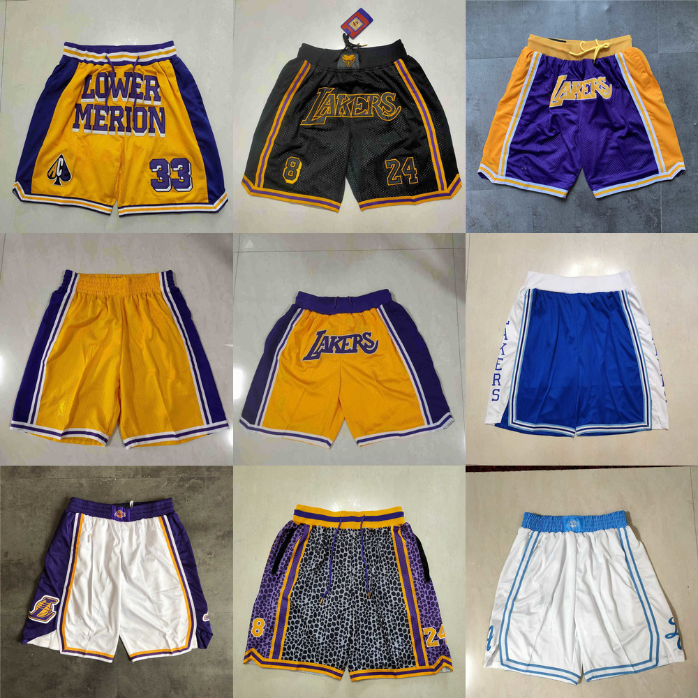 

Los Angeles''Lakers''men Throwback Basketball Shorts pocket purple yellow, Color