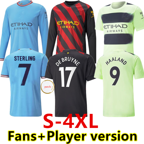 

S- 22 23 HAALAND SOCCER JERSEYS GREALISH STERLING MANS CITIES MAHREZ fans player version DE BRUYNE FODEN 2022 2023 long sleeves woman football shirt sets uniform, 22/23 3rd player