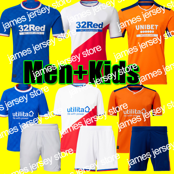 

JameNew 22 23 Glasgow Rangers Soccer Jersey home blue Kit 2022 2023 third orange away white top 150th Anniversary Legendary Commemorative, Kids 22-23 home