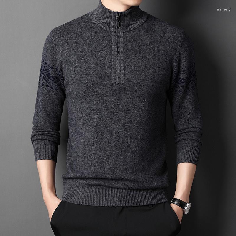 

Men's Sweaters Zhu Chun Cashmere Winter Men's Turtle Neck Padded Warm Pure Sweater Zipper Wool Bottoming SweaterMen's Mari22, Black