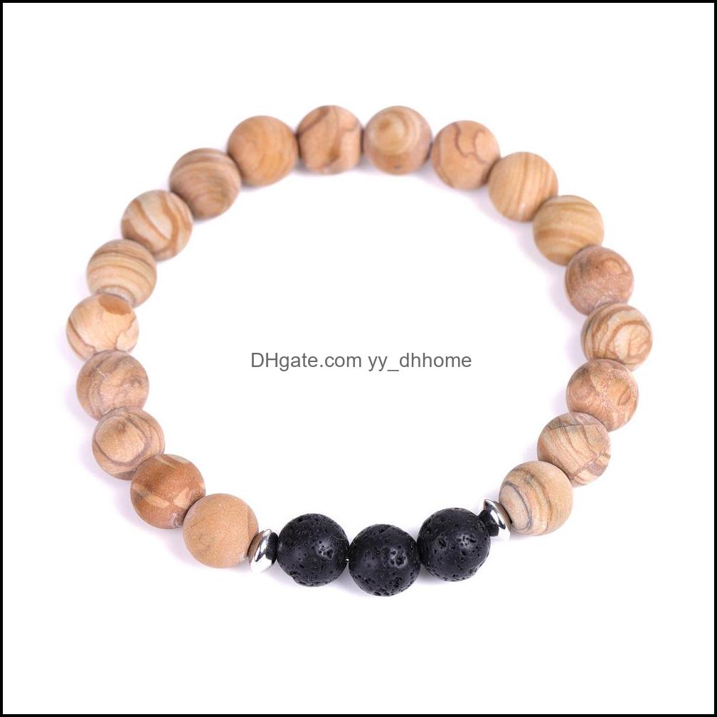 

Beaded Strands Matted Stone Beaded Strand Bracelet Black Lava Bead Volcanic Essential Oil Diffuser Chakras Bracelets Friend Yydhhome Dhako