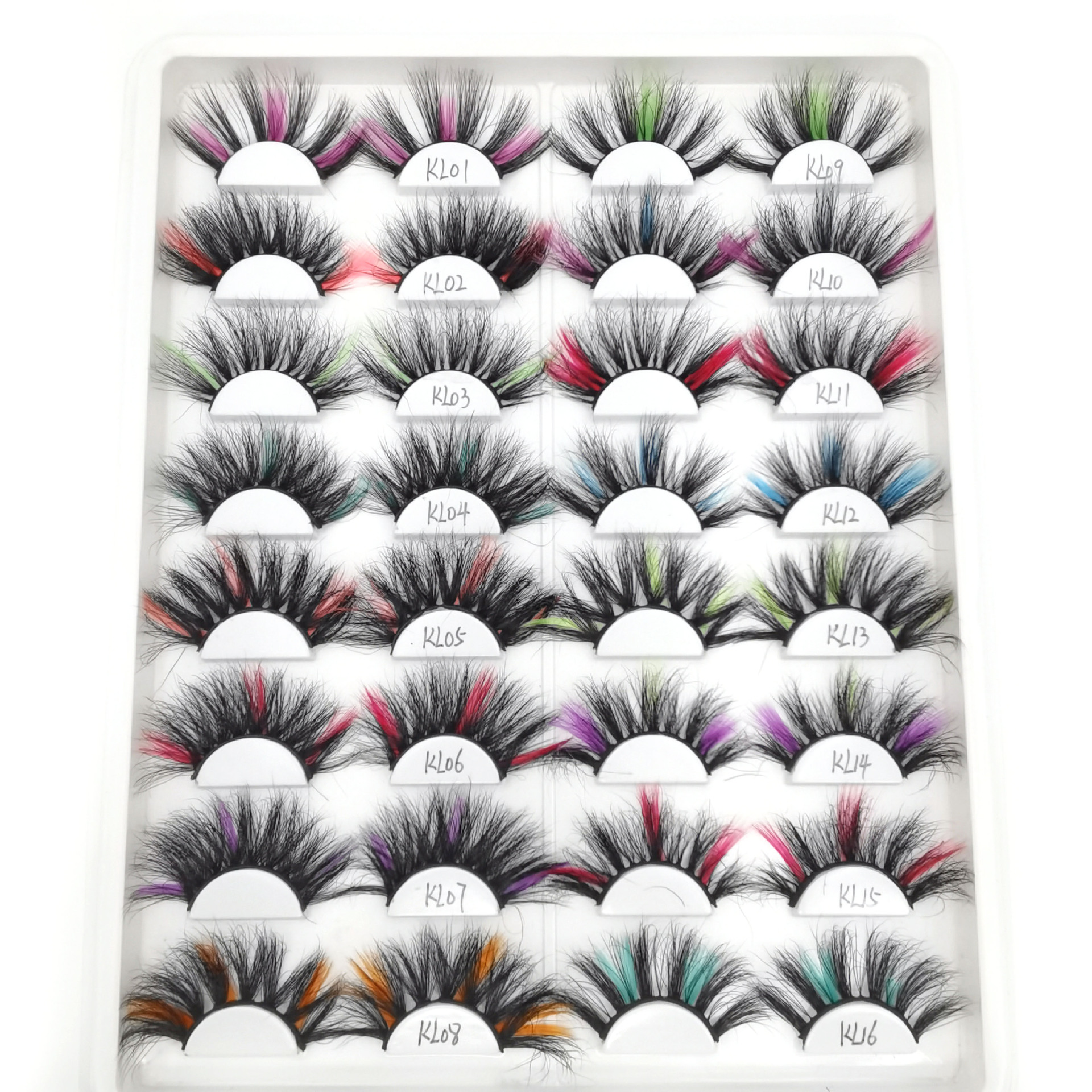

18 colors Colorful Eyelash Mink 3D Fake Lashes Natural Long 25mm Colored Lash Eyelashes Party Makeup Kit color False Eye Lashes Wholesale