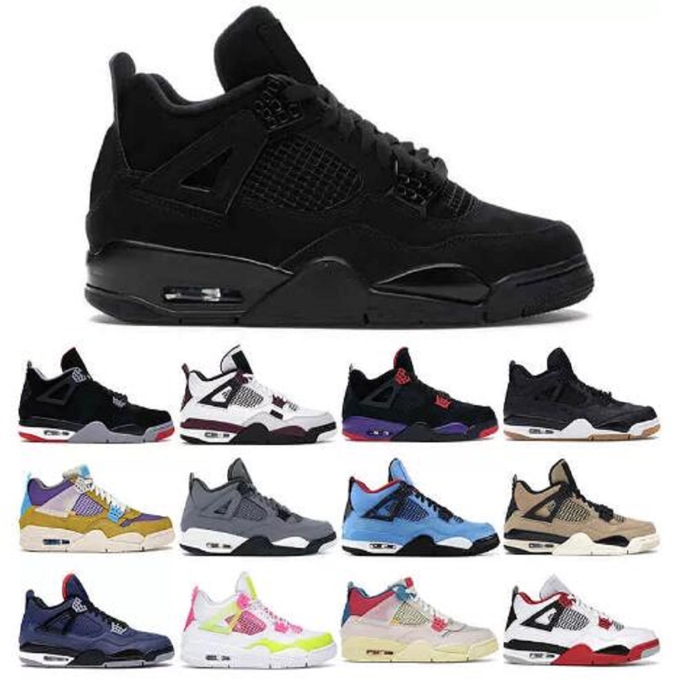 

2022 Classic Basketball Shoes Men 4s 4 Comfortable Black Cat Bred Cactus Jack Cement Fire Red White Sail Taupe Haze Mens Trainers Sneakers Size US 7-13, # 46