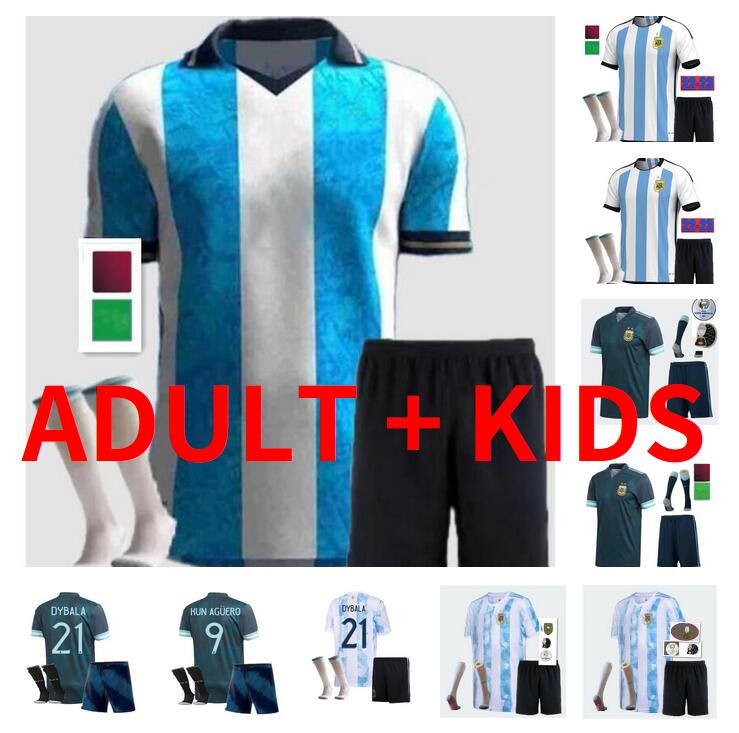 

adult kids kit+socks 21 22 23 Argentina soccer Jerseys 2021 2022 DI MARIA Maradona DYBALA KUN AGUERO LO CELSO MARTINEZ TAGLIAFICO icardi L. MARTINEZ football shirts