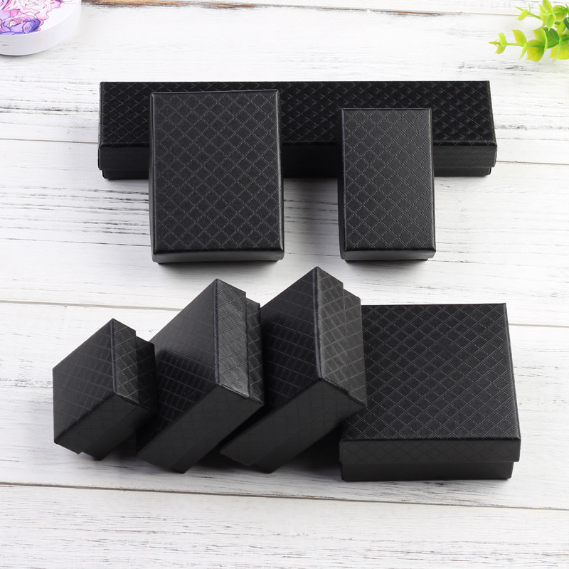 

Favor Holders for Necklace Earrings Ring Bracelet Box Engagement Christmas Gift Packaging Paper Jewellery Organizer Display, Black