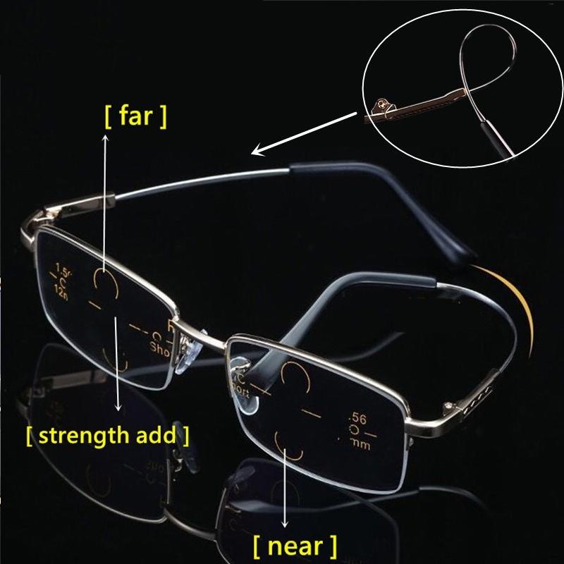 

Sunglasses Metal Titanium Progressive Multifocal Reading Glasses Men Women Anti Blue Light Magnifying Presbyopia Tr90 Half Rim Flexible