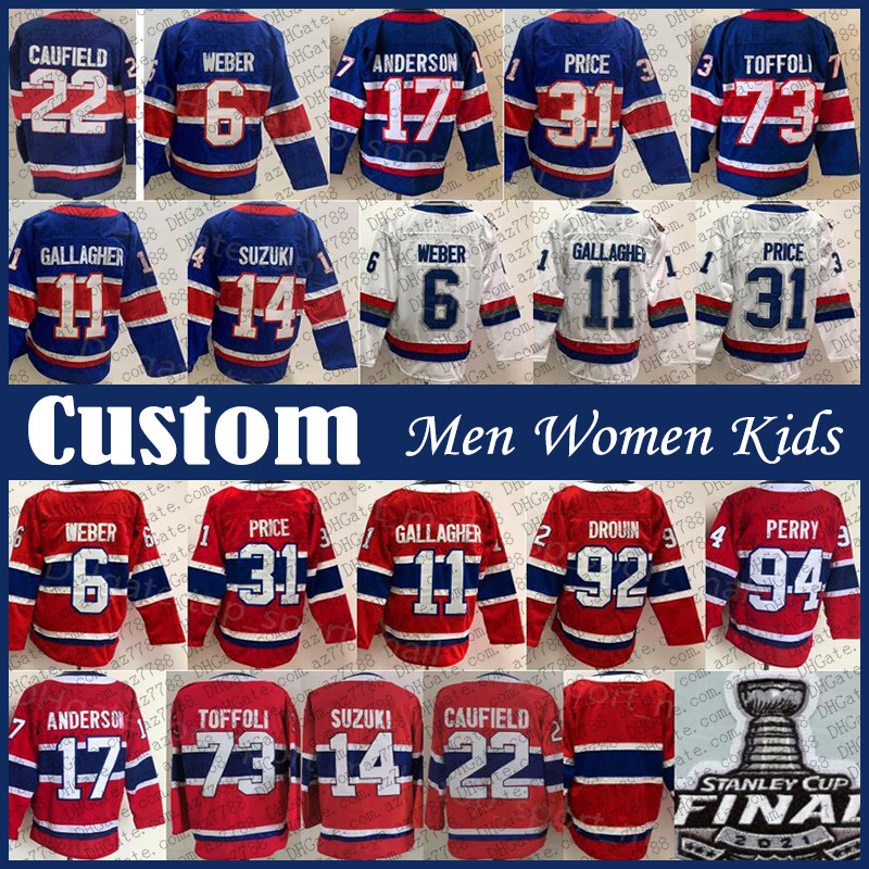 

Montreal Cole Caufield Custom Men Women Kids Canadiens Hockey Jersey Brendan Gallagher Jonathan Drouin Shea Weber Carey Price Patrick Roy Guy Lafleur Jean Beliveau, Shown