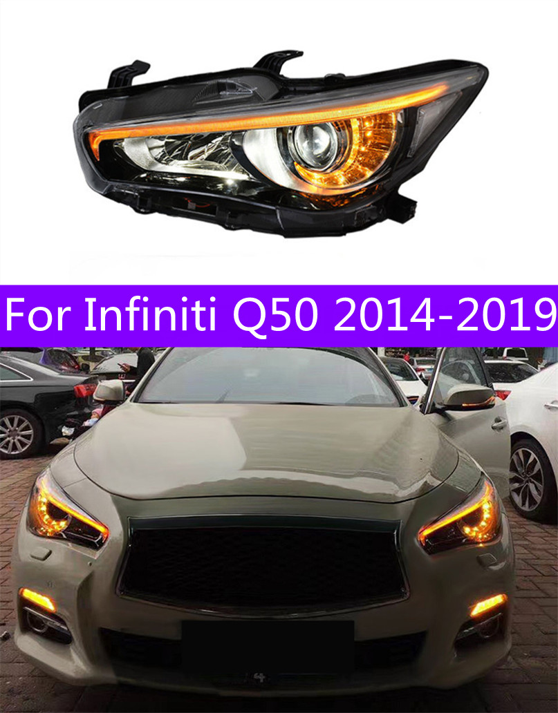 

Headlight All LED for Infiniti Q50 2014-20 19 LED Animation Dynamic Turn Signal Front Lights Daytime Running High Beam Lens Headlights