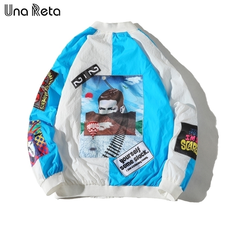 

Una Reta Jackets Mens Hip Hop Brand Thin Tracksuit Coat Fashion Casual Streetwear Man Pattern Stitching Baseball Jacket 201114, Orange