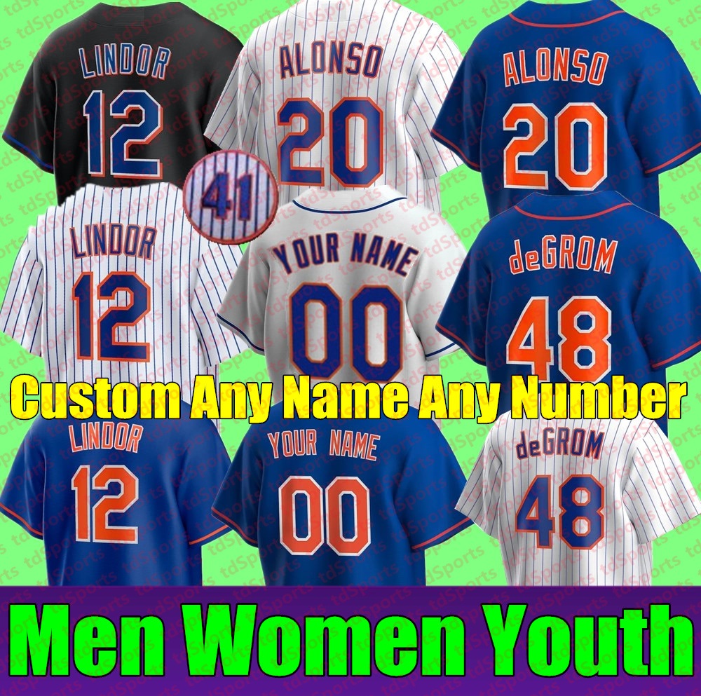 

2022 New Max Scherzer Baseball Jersey Starling Marte York Pete Alonso Eduardo Escobar Nick Plummer Jacob deGrom Mets Keith Hernandez Francisco Lindor jerseys, Women